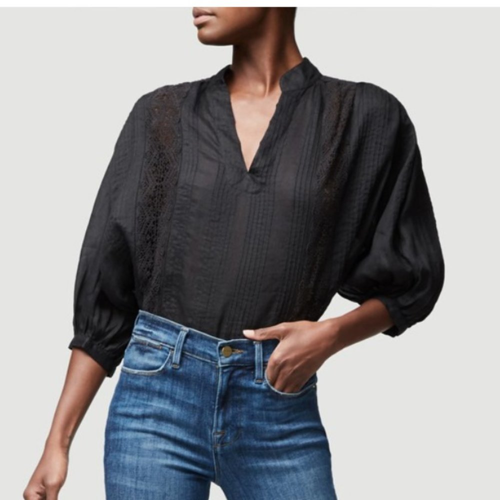 FRAME Cali Lace Blouse in Black~S